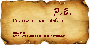 Preiszig Barnabás névjegykártya